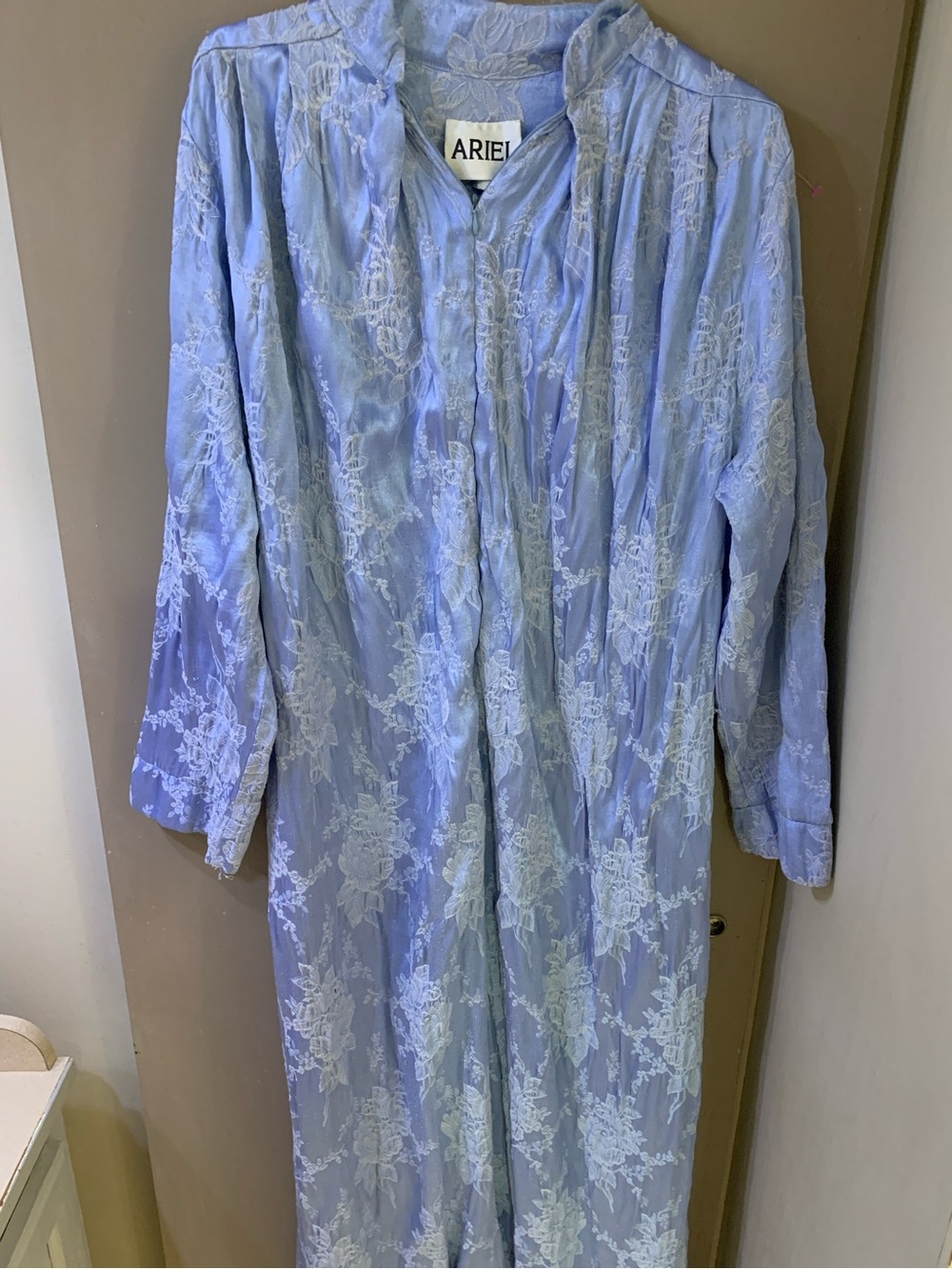 Ariel New York Vintage Long Luxurious House Dress In Soft Blue